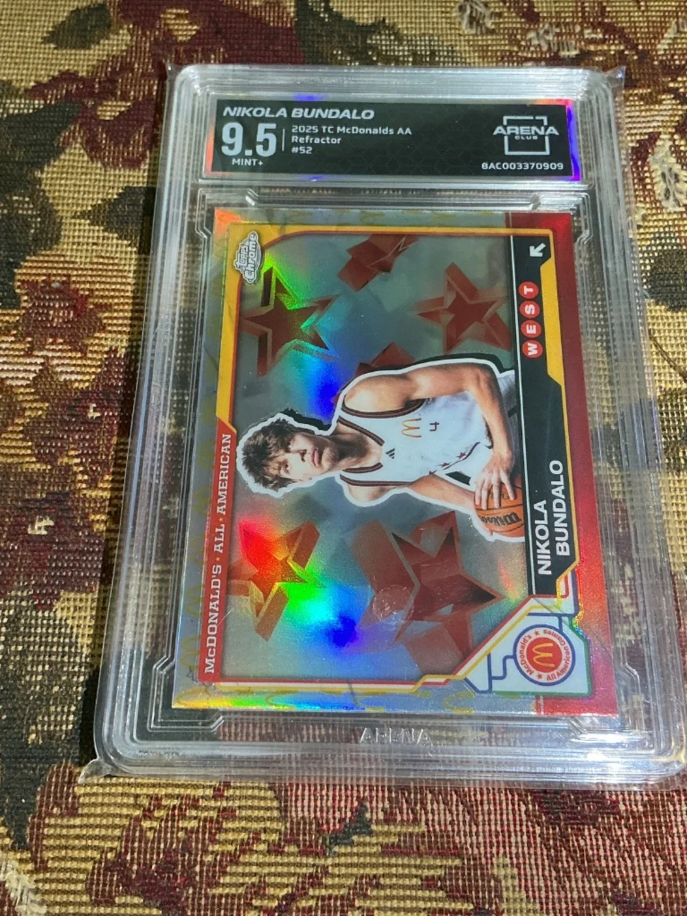 Nikola Bundalo 2025 TC McDonalds basketball AA #52 Refractor Graded Arena 9.5